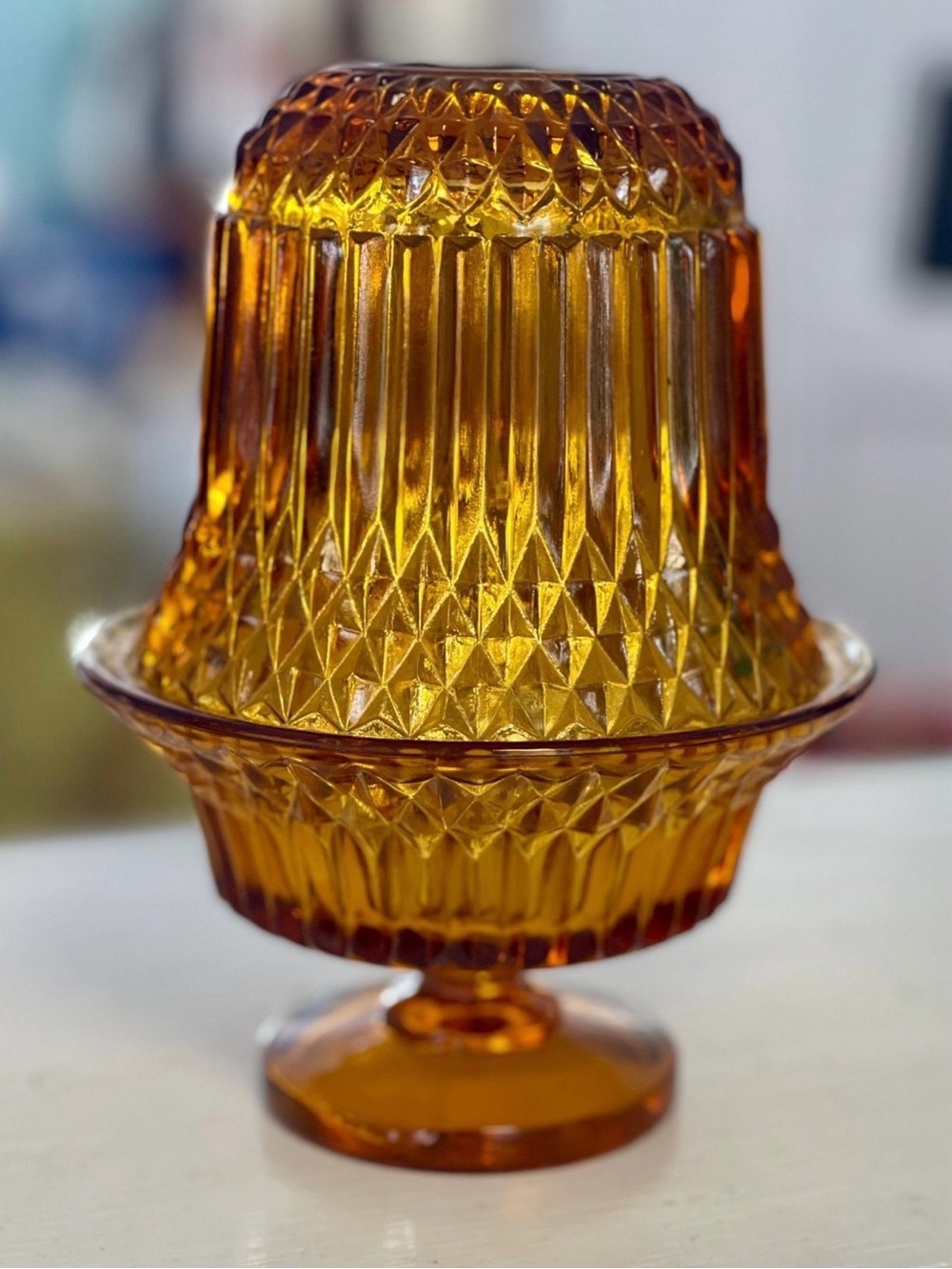 Indiana Glass Diamond Point Fairy Lamp
